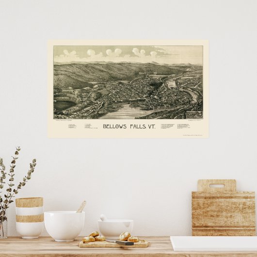 Herfsten, VT Panoramisch Kaart - 1880 Poster (Keuken)