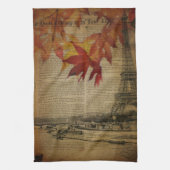 herfsteshorde verlaat herfst parijs eiffeltoren theedoek (Verticaal)