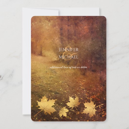 herfstespoor esple vertrekt rustige bruiloft kaart (Achterkant)