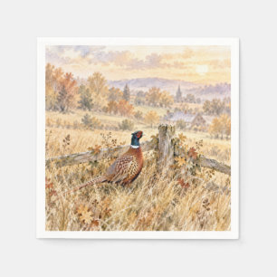 Herfstfazant in landelijk veld servet