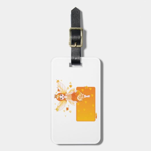 Herfstfeeënprinses met Oranje bladeren en kroon Bagagelabel (Voorkant verticaal)