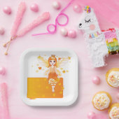 Herfstfeeënprinses met Oranje bladeren en kroon Papieren Bordje (Feest)