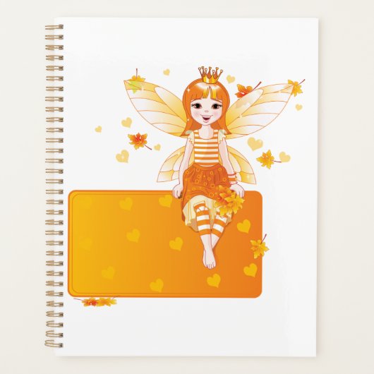Herfstfeeënprinses met Oranje bladeren en kroon Planner (Voorkant)