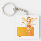 Herfstfeeënprinses met Oranje bladeren en kroon Sleutelhanger (Voorkant)