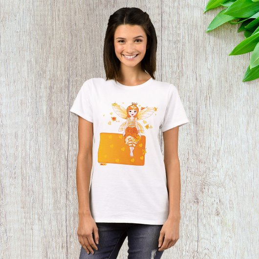 Herfstfeeënprinses met Oranje bladeren en kroon T-shirt