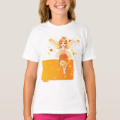 Herfstfeeënprinses met Oranje bladeren en kroon T-shirt (Voorkant)