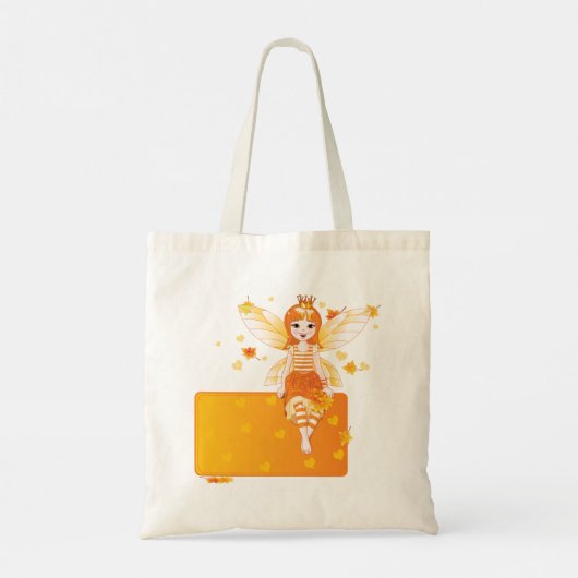 Herfstfeeënprinses met Oranje bladeren en kroon Tote Bag (Achterkant)