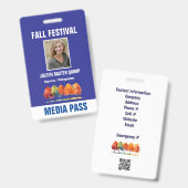 Herfstfeest Beveiliging Media Pas QR-code Badge (Voor- en achterkant)