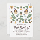 Herfstfeest Bloemige Groene Bladeren Eikels  Briefkaart (Voorkant / Achterkant)