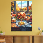 Herfstfeest: een Thanksgiving Canvas Afdruk (Insitu (Woonkamer))