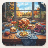 Herfstfeest: een Thanksgiving Kartonnen Onderzetters (Voorkant)