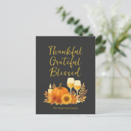 Herfstfeest - Elegante gouden Thanksgiving Briefkaart