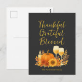 Herfstfeest - Elegante gouden Thanksgiving Briefkaart (Voorkant / Achterkant)