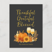 Herfstfeest - Elegante gouden Thanksgiving Briefkaart (Voorkant)