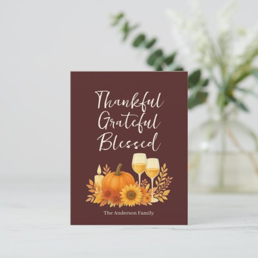 Herfstfeest - Elegante gouden Thanksgiving Briefkaart (Staand voorkant)