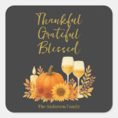 Herfstfeest - Elegante gouden Thanksgiving Vierkante Sticker (Voorkant)