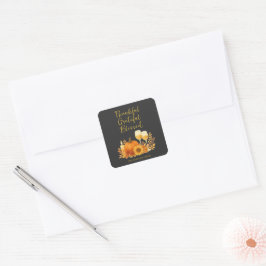 Herfstfeest - Elegante gouden Thanksgiving Vierkante Sticker