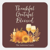 Herfstfeest - Elegante gouden Thanksgiving Vierkante Sticker (Voorkant)