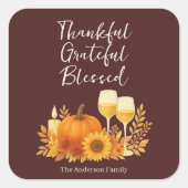 Herfstfeest - Elegante gouden Thanksgiving Vierkante Sticker (Voorkant)