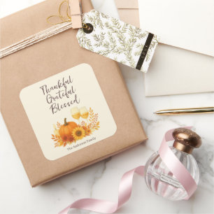 Herfstfeest - Elegante gouden Thanksgiving Vierkante Sticker