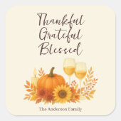 Herfstfeest - Elegante gouden Thanksgiving Vierkante Sticker (Voorkant)