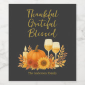 Herfstfeest - Elegante gouden Thanksgiving Wijn Etiket (Enkel label)