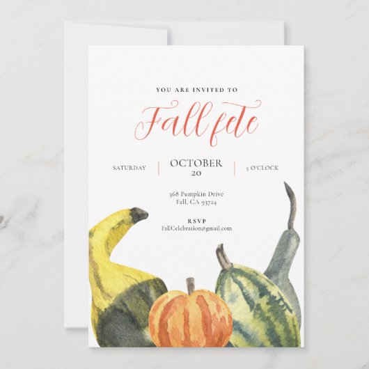 Herfstfeest Herfst Witte Kleurrijke Pompoenen Fees Kaart (Voorkant)