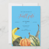 Herfstfeest Herfstfeest Kleurrijke Pompoenen Blauw Kaart (Voorkant)