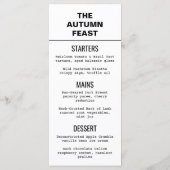 Herfstfeest Minimaal Typography Zwart Wit Menu (Achterkant)