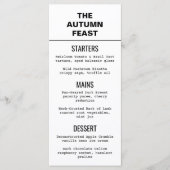 Herfstfeest Minimaal Typography Zwart Wit Menu (Voorkant)