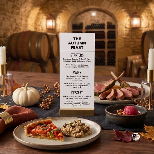 Herfstfeest Minimaal Typography Zwart Wit Menu
