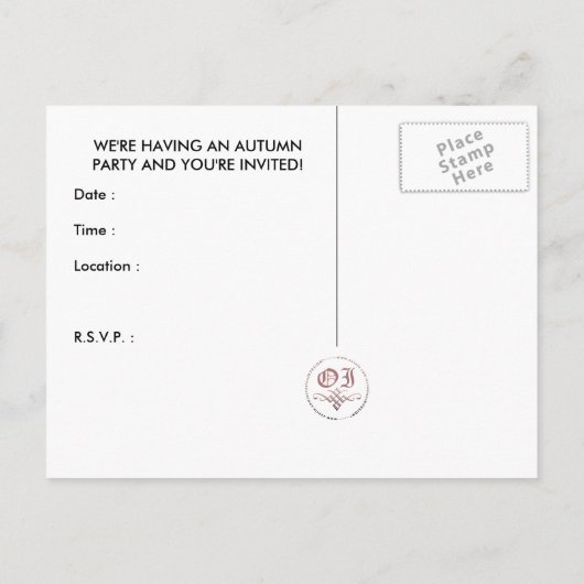 herfstfeest : spookboom uitnodiging briefkaart (Achterkant)