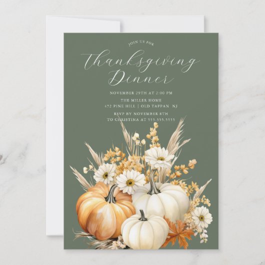 Herfstfeest Thanksgiving Diner Kaart (Voorkant)