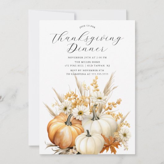 Herfstfeest Thanksgiving Diner Kaart (Voorkant)