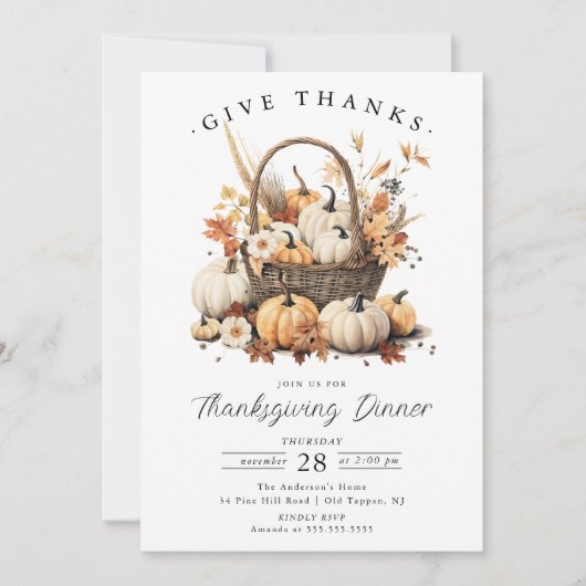 Herfstfeest Thanksgiving uitnodiging (Voorkant)