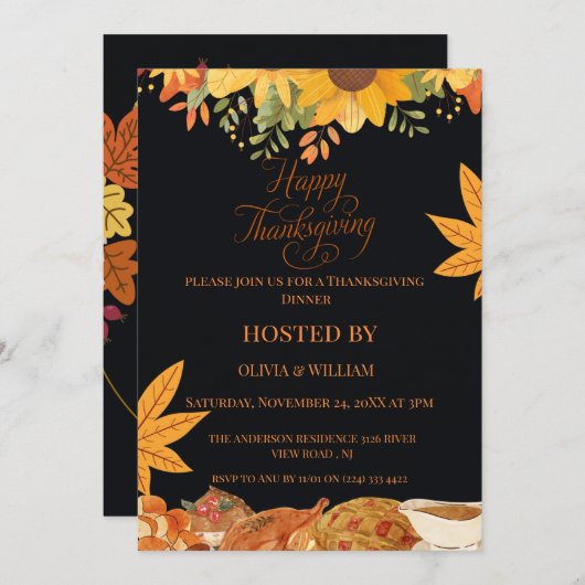 "Herfstfeest: vier Thanksgiving met ons" Kaart (Voorkant / Achterkant)