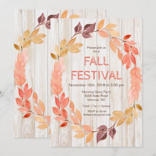 Herfstfestival Herfstbladeren Uitnodiging (Voorkant / Achterkant)