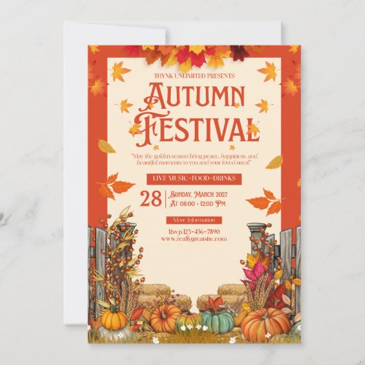 Herfstfestival Oogstfeest Kunst Kaart (Voorkant)