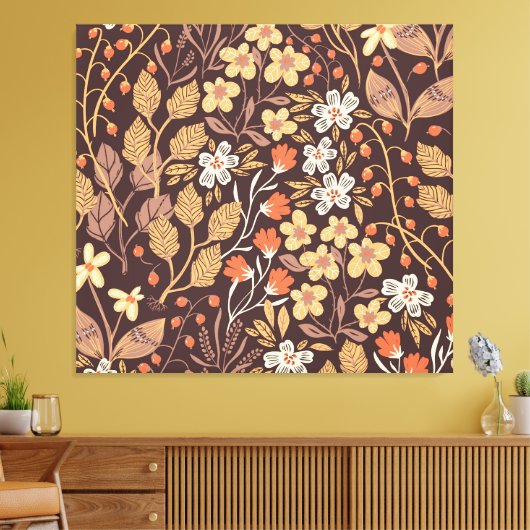 Herfstflora: naadloos patroon canvas afdruk (Insitu (Woonkamer))