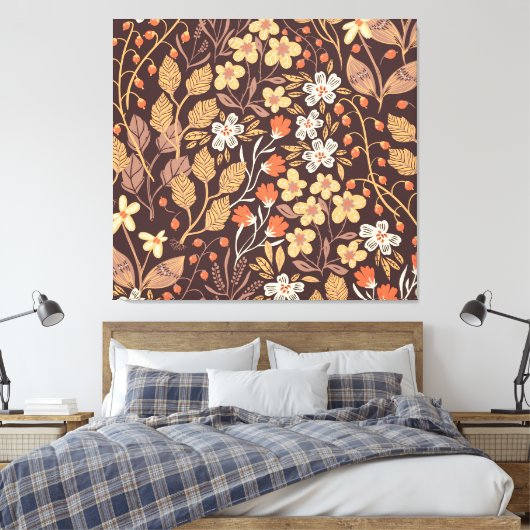 Herfstflora: naadloos patroon canvas afdruk (Insitu (Slaapkamer))