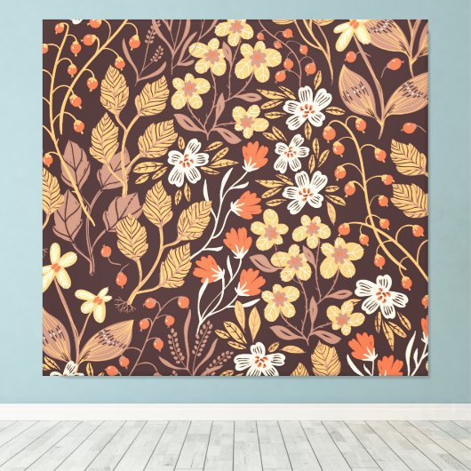 Herfstflora: naadloos patroon canvas afdruk (Insitu (Houten vloer))