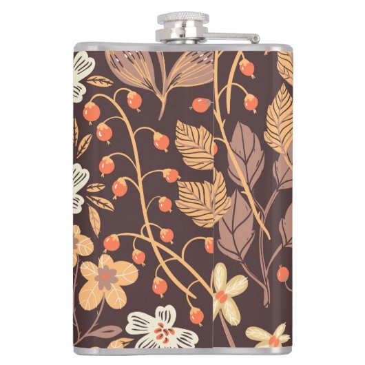 Herfstflora:  naadloos patroon heupfles (Achterkant)