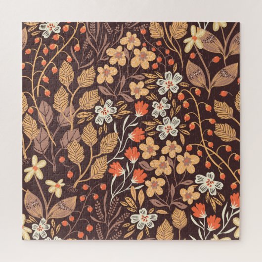 Herfstflora: naadloos patroon legpuzzel (Verticaal)