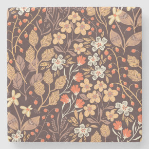 Herfstflora:  naadloos patroon stenen onderzetter