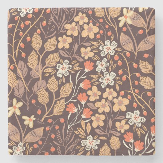 Herfstflora:  naadloos patroon stenen onderzetter (Voorkant)