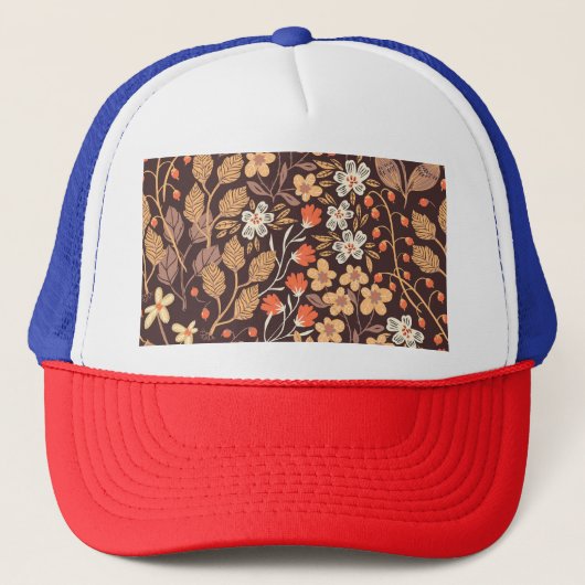 Herfstflora:  naadloos patroon trucker pet (Voorkant)