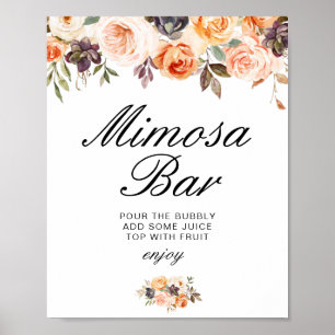 herfstfloraal vrijgezellenfeest mimosa staafteken poster