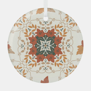 Herfstfluisteringen: Bloemige Geometrische Mix Glas Ornament
