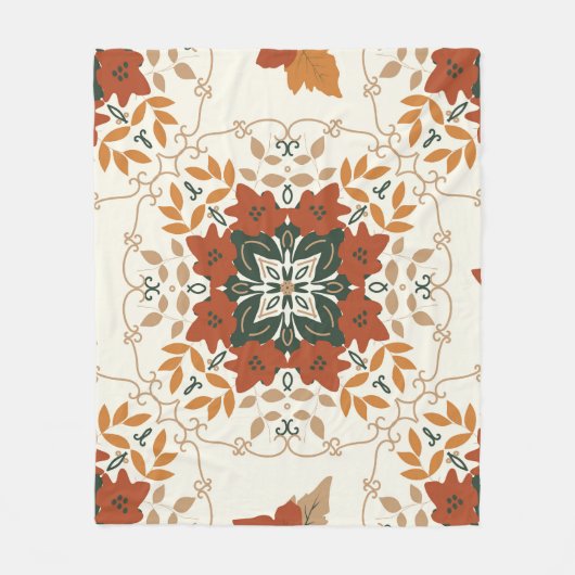 Herfstfluistert: Floral Geometric Blend Fleece Deken (Voorkant)