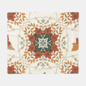 Herfstfluistert: Floral Geometric Blend Fleece Deken (Voorkant (Horizontaal))